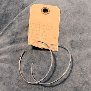 NWT Anthropologie Large Squared Silver Hoops Earrings